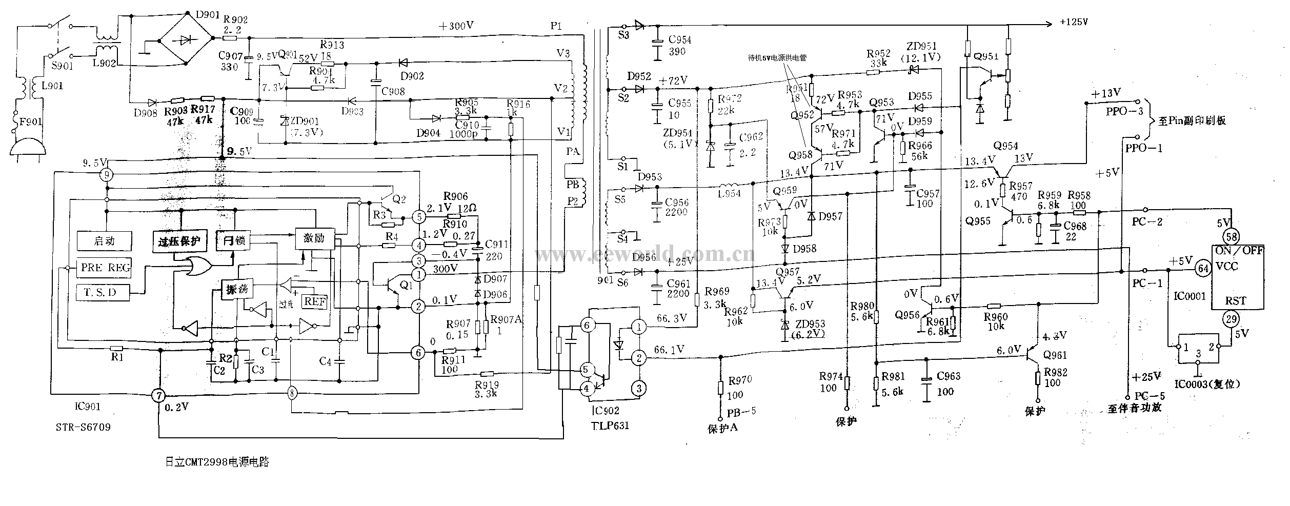 日立CMT2998彩電電源電路