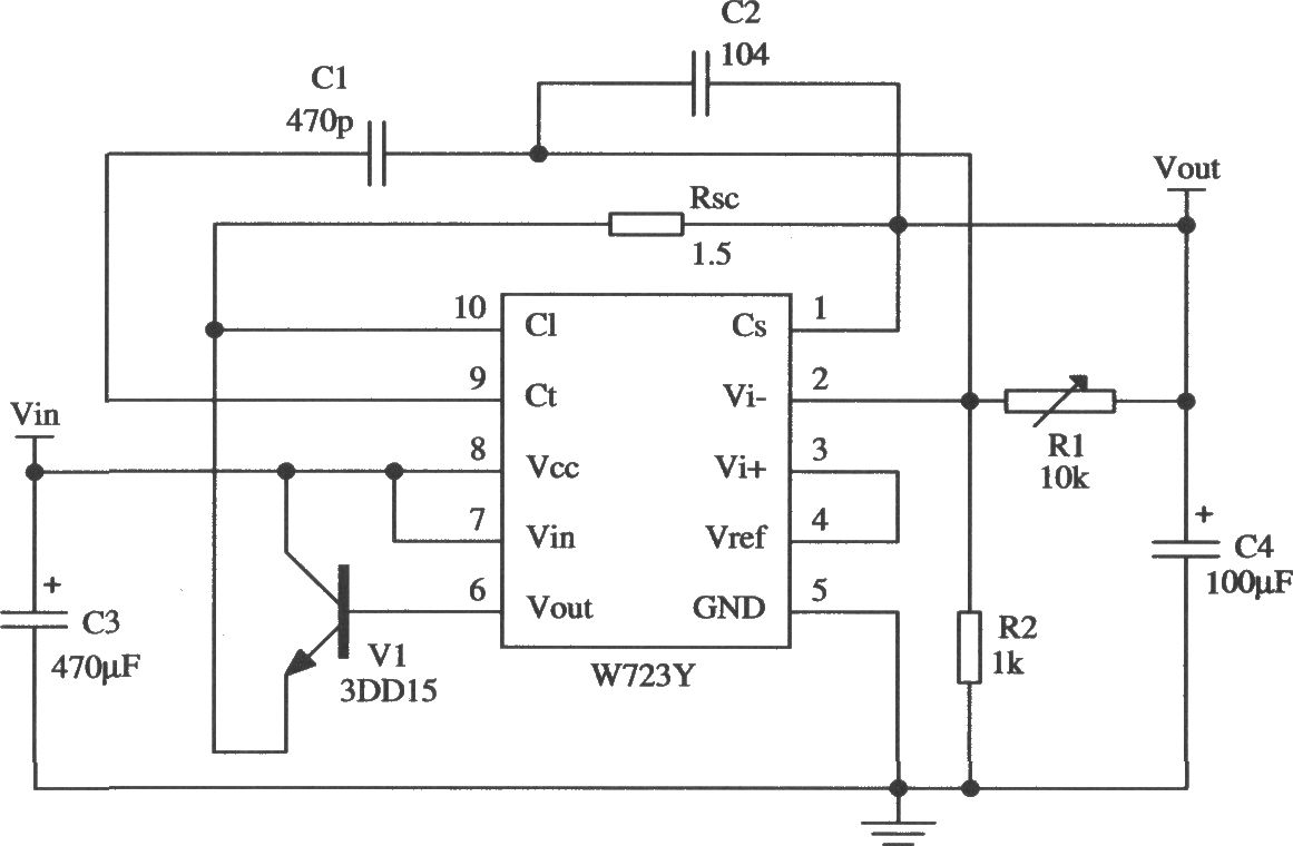 W723的高压限流型扩流应用电路