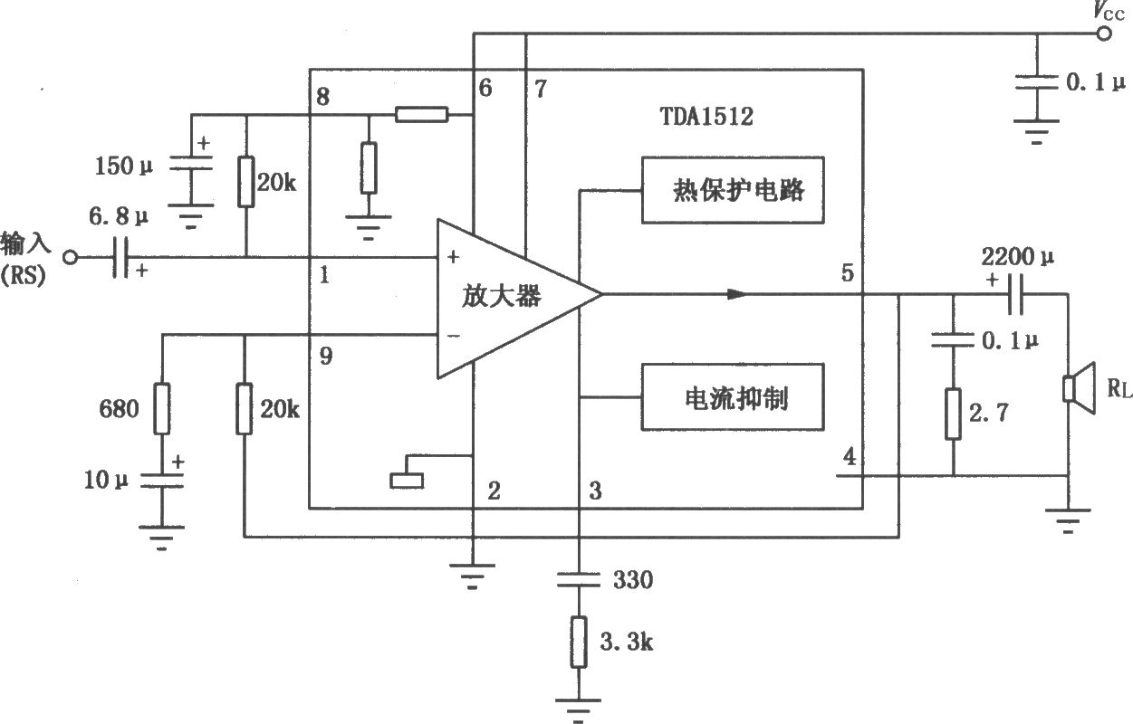 TDA1512/1512Q 20WHi-Fi音頻功率放大電路