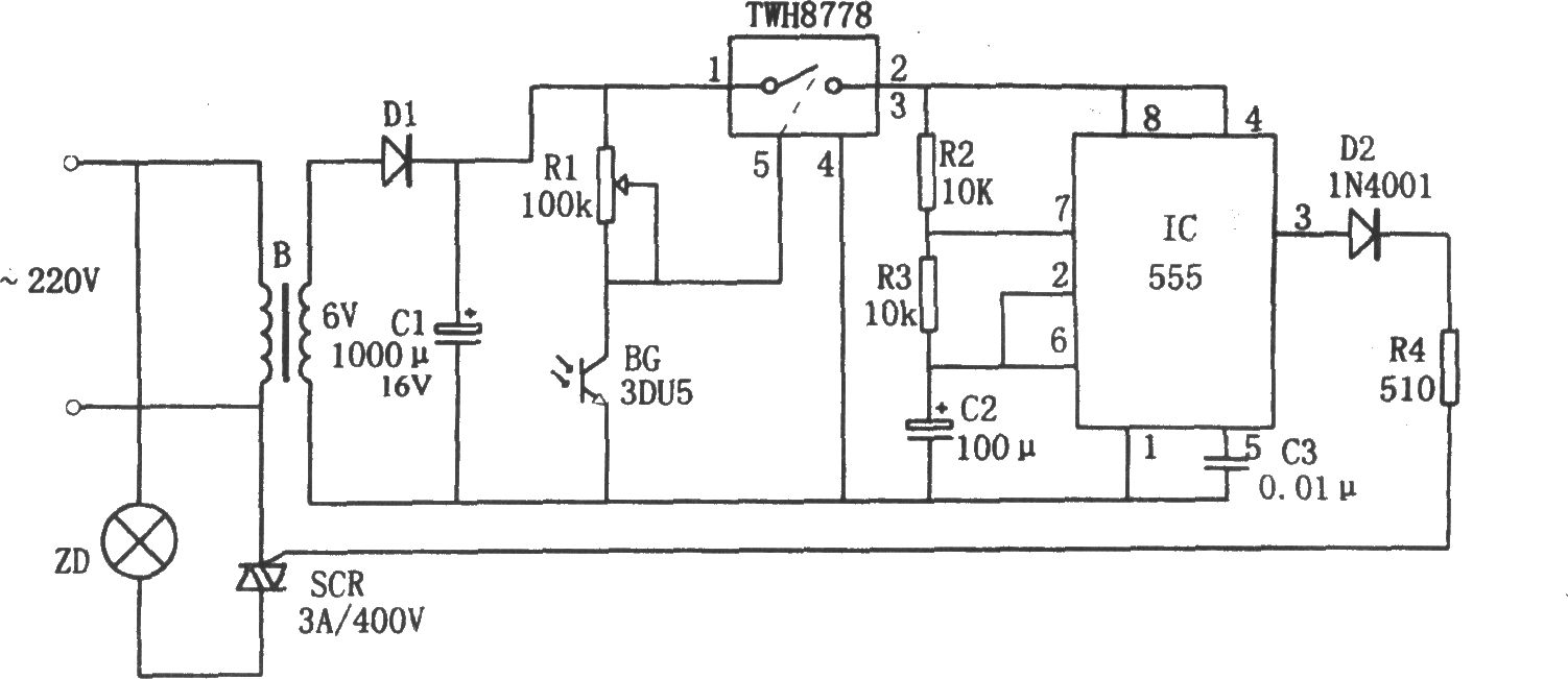 555構(gòu)成的光控自動閃爍路標燈