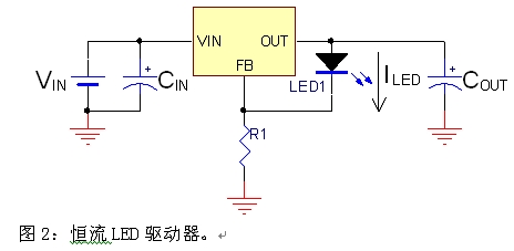 圖2：恒流LED驅動器。