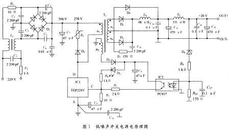 低噪聲開關(guān)電源電路圖