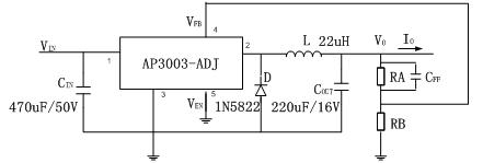 AP3003構(gòu)建的基本降壓電路