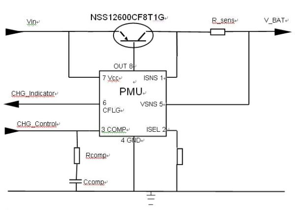 圖2：NSS12600CF8T1G是一個(gè)具有低V<sub>CE</sub>(Sat)(0.1V)的晶體管，可以用作充電電路中的傳輸元件。