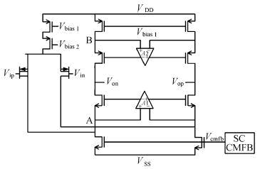 增益增强折叠式共源共栅运算放大器