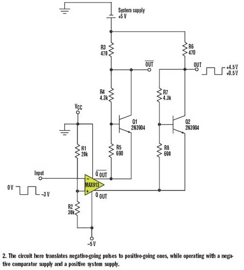 電路使得正電壓供電的系統(tǒng)可以接收負(fù)脈沖信號