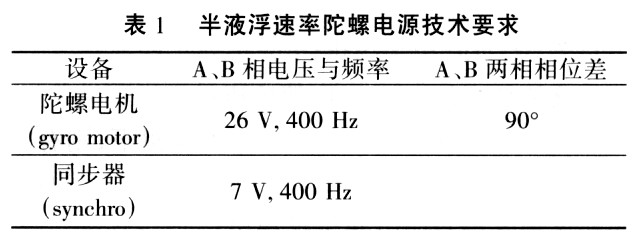 半液浮速陀螺电源的具体技术指标