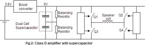带有超级电容的D类放大器架构