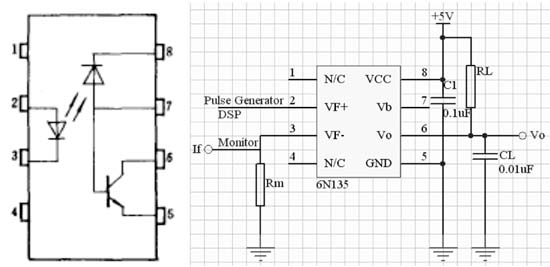 6N135內部結構示意圖和與DSP接口的電路圖 