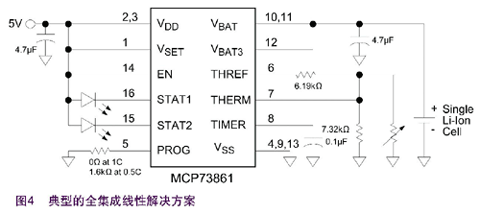 基于Microchip MCP73861的全集成线性解决方案