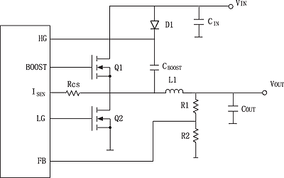 同步整流降压式DC/DC转换器的输入及输出部分电路简图 