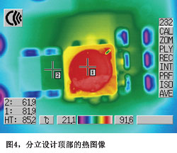 分立设计顶部的热图像