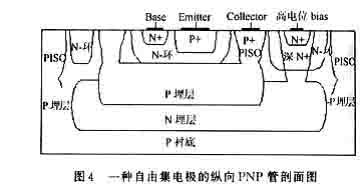 一種自由集電極的縱向PNP管剖面圖