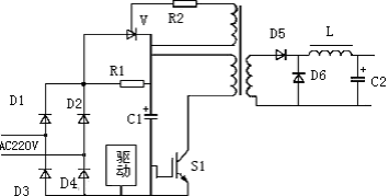 采用晶閘管和限流電阻組成的防浪涌電流電路