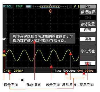 RIGOL DS1000數字示波器圖形界面說明1