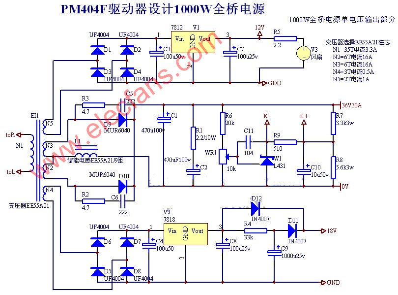 基于PM4040F设计的1000W全桥开关电源