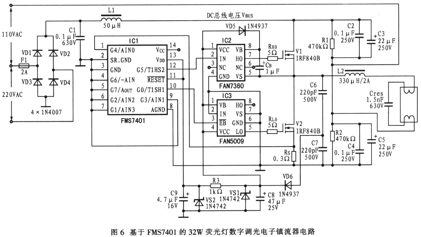 基于FSM7401的荧光灯镇流器系统的设计