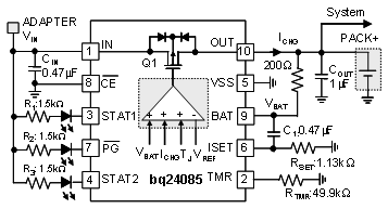 　图 5：bq24085 的典型应用电路