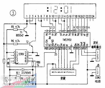 用高精度60Hz發(fā)生器MM5369與TMS3450，TMSl943制作的LED數(shù)字鐘