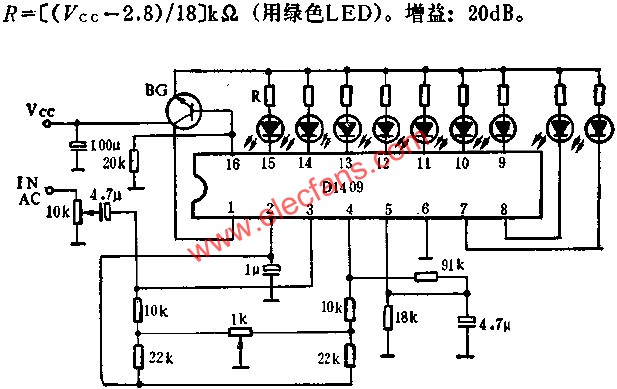 D1409利用基準(zhǔn)電壓的電平顯示驅(qū)動(dòng)電路  www.elecfans.com