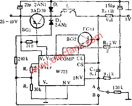 开关稳压器应用线路图  www.elecfans.com