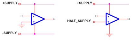 单电源供电运放的电源脚连接到正电源和地