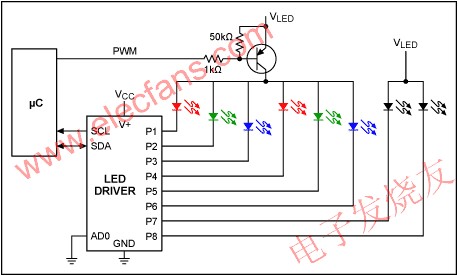  采用PWM控制LED電源實現亮度調節 www.elecfans.com