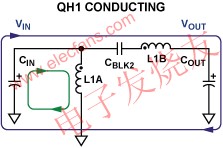 電流流向圖,；QH1閉合，QL1斷開 www.elecfans.com