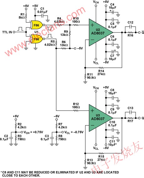 AD8037 PIN二極管驅動器電路 www.elecfans.com