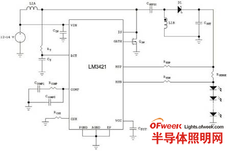 SEPIC配置中的LM3421