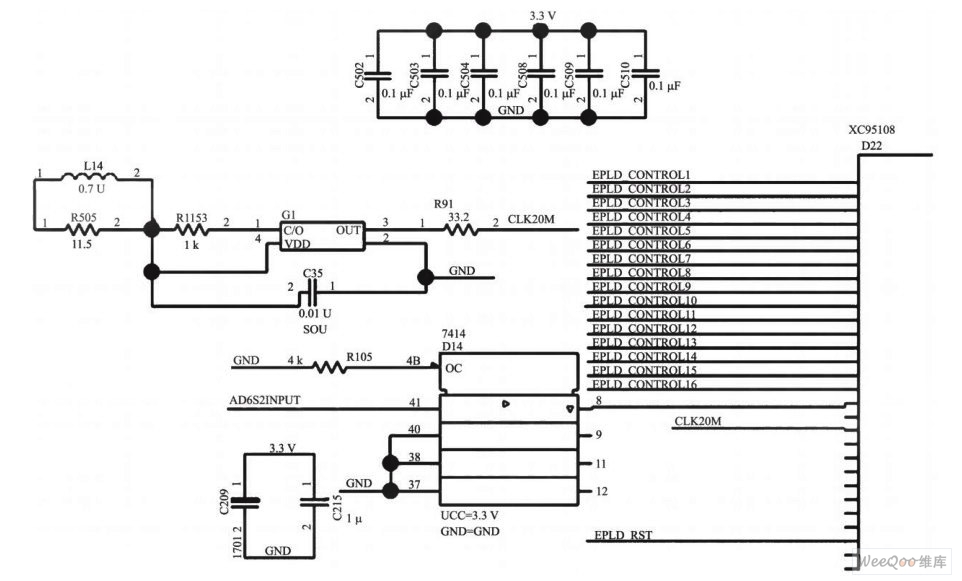 Schematic diagram of frequency meter circuit based on CPLD