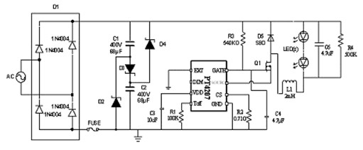 LED日光灯驱动芯片PT4207典型应用线路