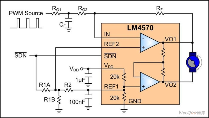 具有PWM接口的LM4570馬達驅動器