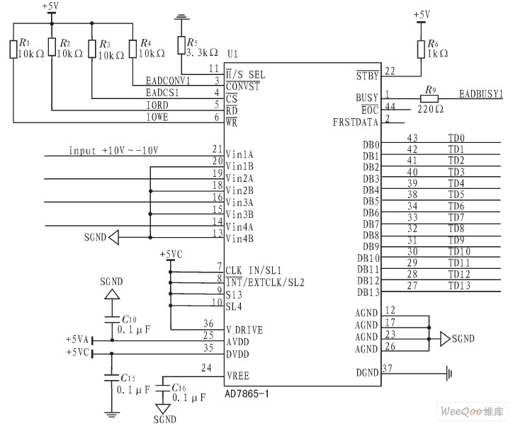 AD7865的外围连接电路图