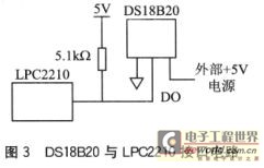 DS18820與微處理器LPC2210的連接圖