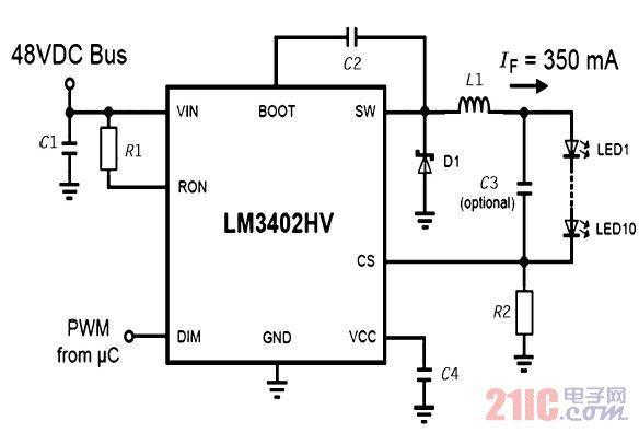 详细的LM3402HV 电路