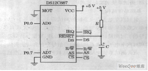 DS12C887 和單片機連接圖