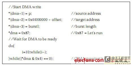 启动DMA的C代码示意