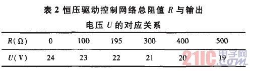 恒压驱动控制网络总阻值月与输出