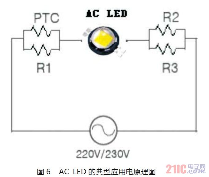 AC LED的典型應用電原理圖