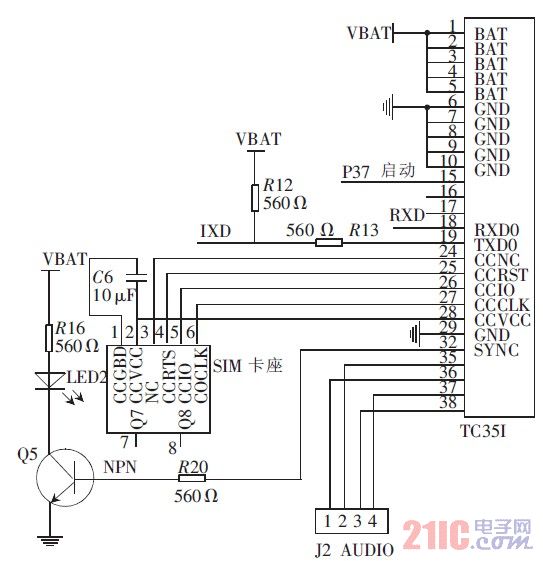 圖4 TC35I 模塊電路連接圖