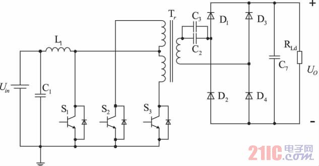 圖1 推挽式Boost DC/DC 變換器