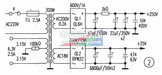 膽石混合分頻式功率放大器AN7580 AMPLIFIER