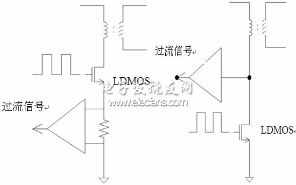 图1（a）串联电阻检测电流图1（b）直接检测漏端电压