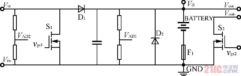 圖3 太陽(yáng)能控制器主回路電路圖