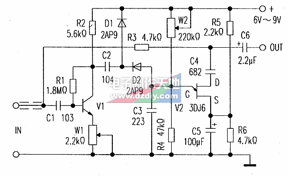 自制动态噪声抑制器电路图Noise suppression circuit