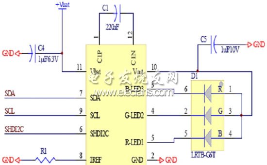 具备I2C控制介面的典型RGB LED驱动晶片应用