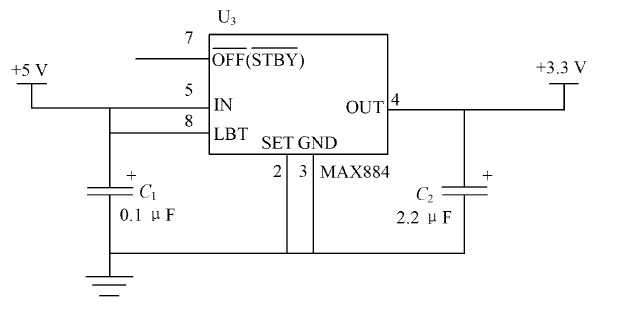 圖5 5 V 到3. 3 V 轉(zhuǎn)換電路