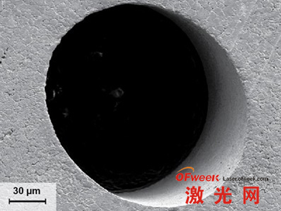 用高功率皮秒激光器和螺旋鉆孔光學元件進行噴油嘴的鉆孔，產生的無毛刺和光滑的孔