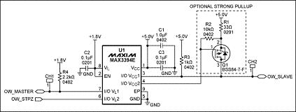 1-Wire双向电平(1.8V至5V)转换器电路原理图